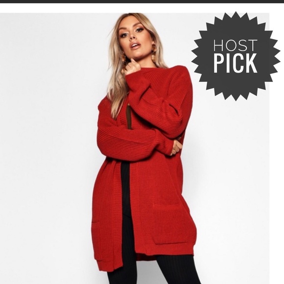 Boohoo Plus Sweaters - Rust Chunky Knit Oversized Boyfriend Sweater